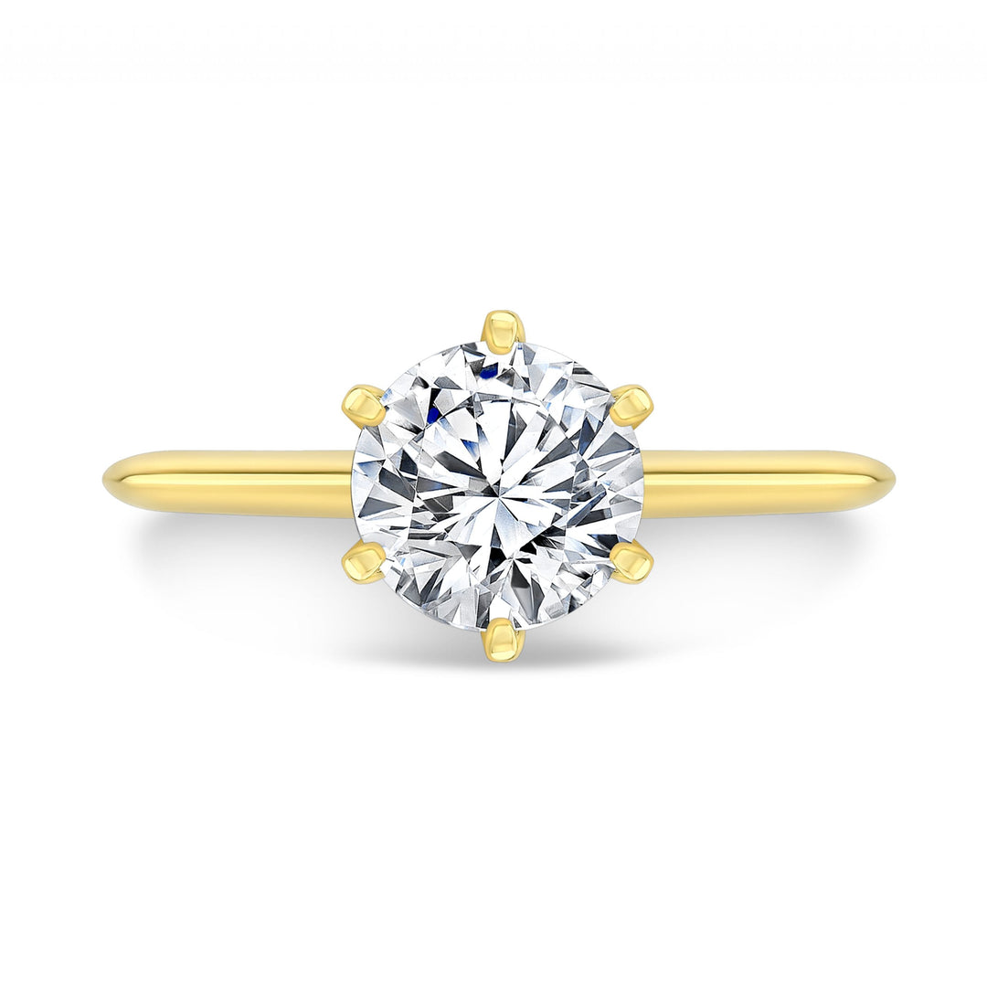 Classic Six Prong Engagement Semi-Mount Ring in 18K Yellow Gold