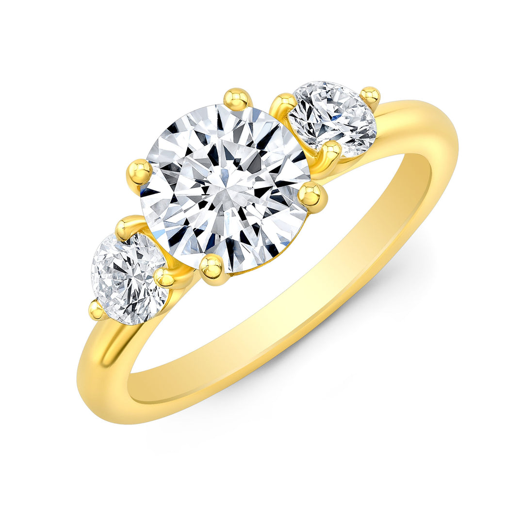 Three Stone Semi-Mount Engagement Ring in 18K Gold