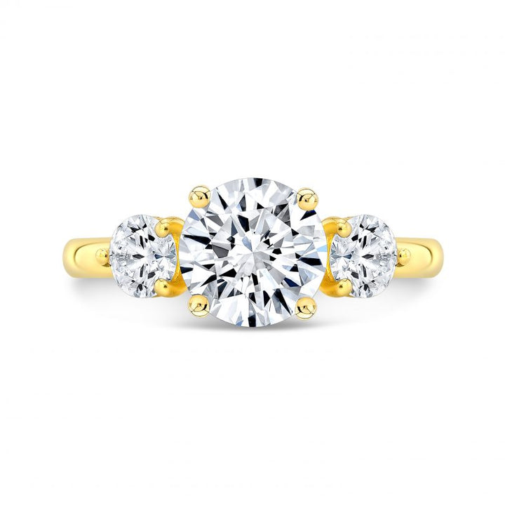Three Stone Semi-Mount Engagement Ring in 18K Gold