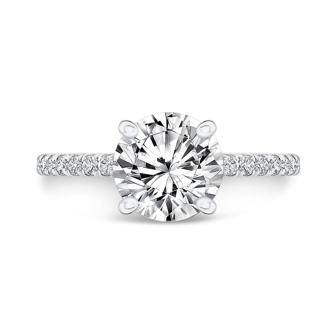 Hidden Halo Micro Pavé Engagement Semi-Mount Ring in 18K White Gold