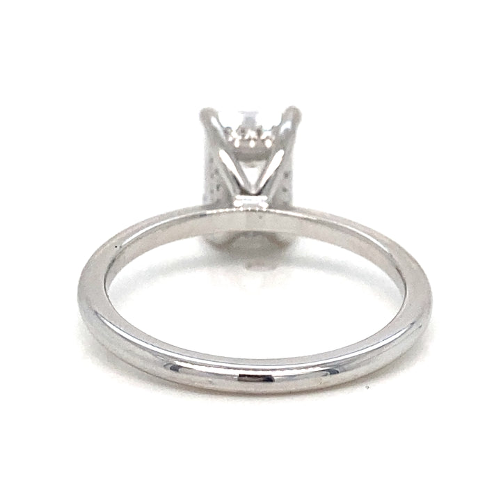 Hidden Halo Emerald Cut Engagement Ring Mounting in 18K White Gold
