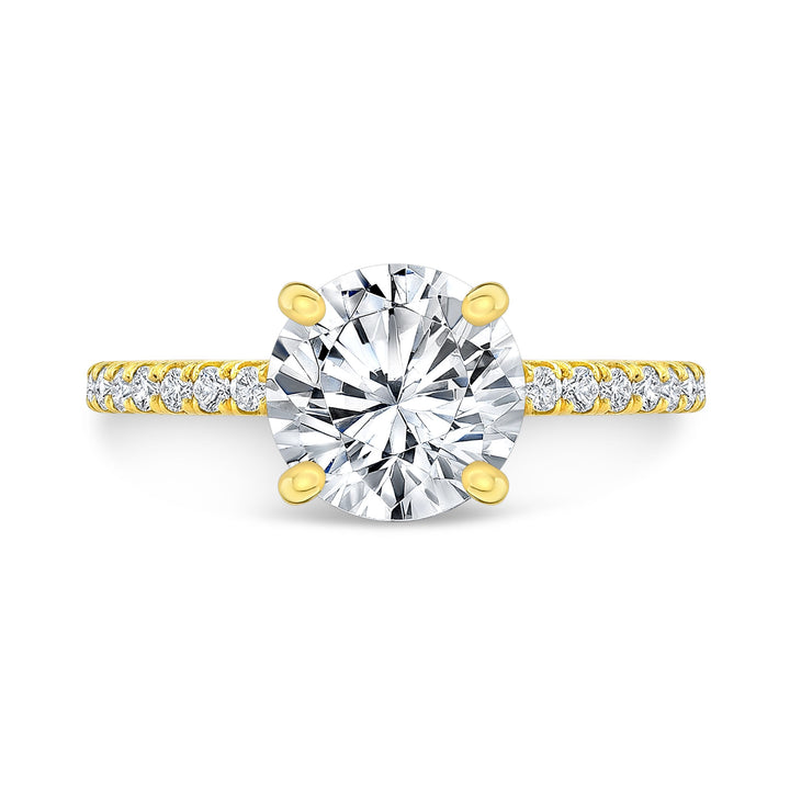 Hidden Halo Micro Pavé Engagement Ring Mounting in 18K Yellow Gold
