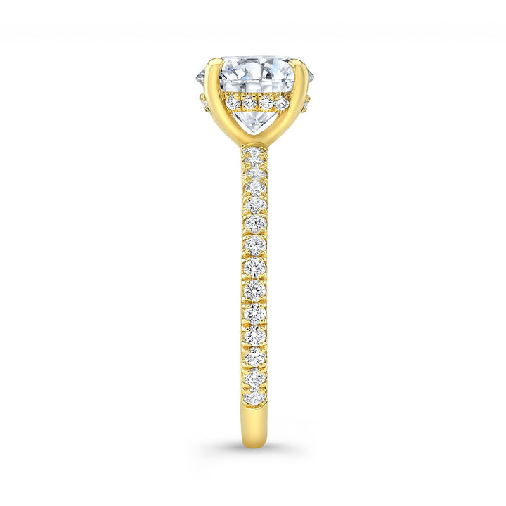 Hidden Halo Micro Pavé Engagement Ring Mounting in 18K Yellow Gold