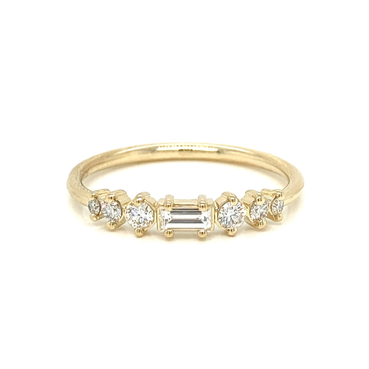 0.14 CT Baguette 0.17 CTW Round Diamonds 14K Yellow Gold Wedding Band