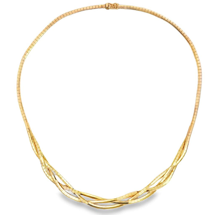 14K Yellow Gold Twisted Omega Chain Necklace