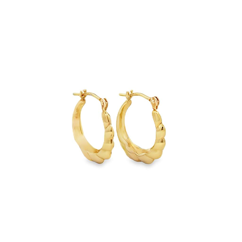 14K Yellow Gold Hoop Earrings, 15.5mm