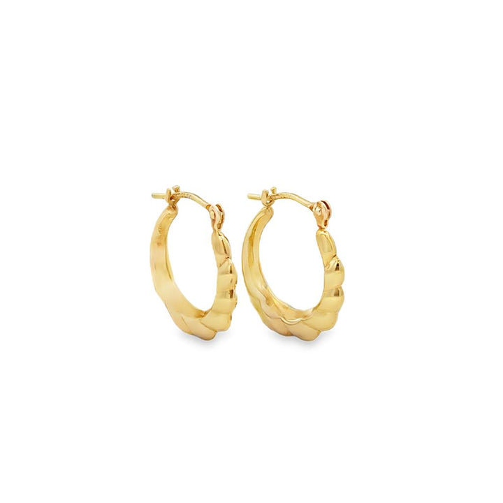 14K Yellow Gold Hoop Earrings, 15.5mm