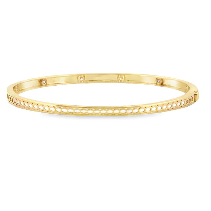 0.35 CT Diamond Etoile 14K Yellow Gold Hinge Bangle Bracelet