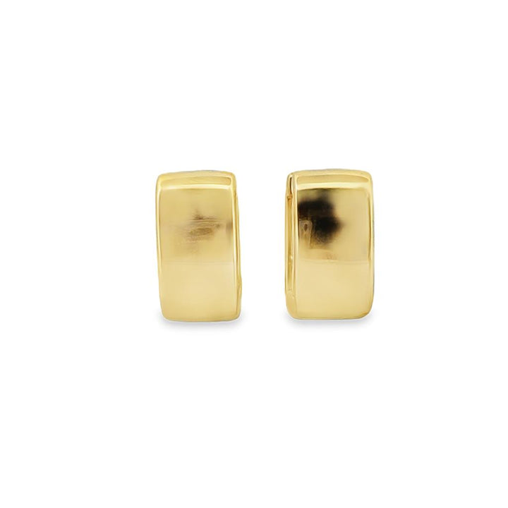 Oval Sapphire 18K Yellow Gold Square Huggie Hoop Earrings