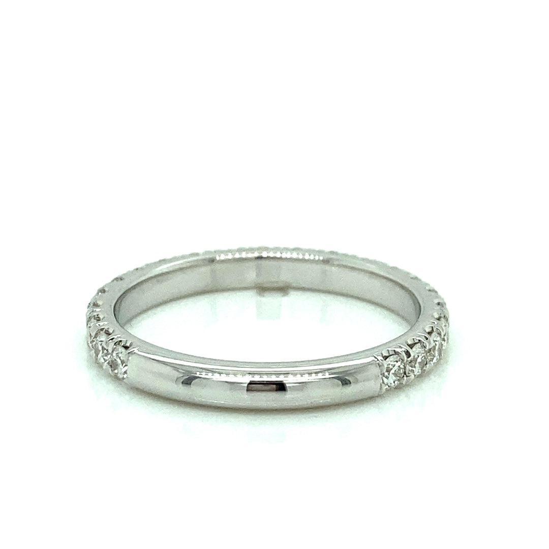 0.75 CTW Round Diamond 18K White Gold Wedding Band