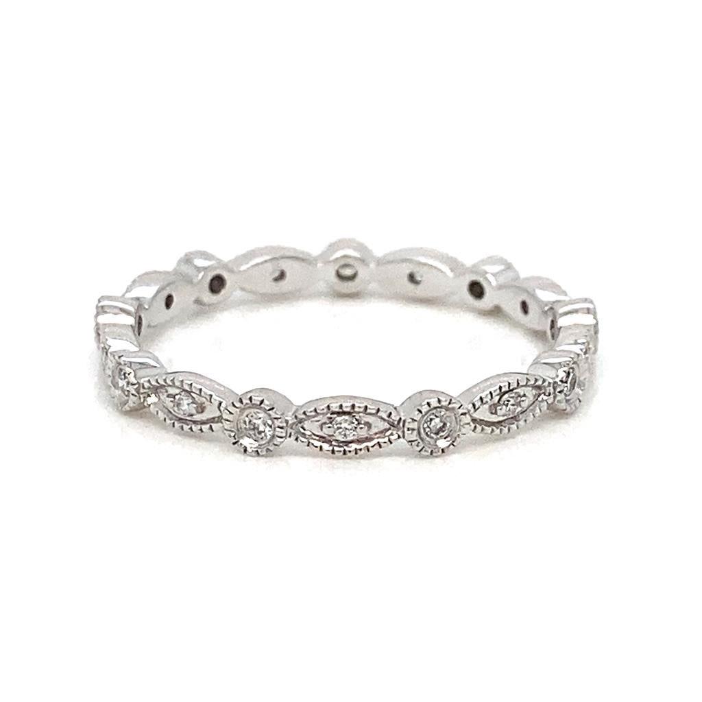 0.20 CTW Round Diamond 14K White Gold Milgrain Ring