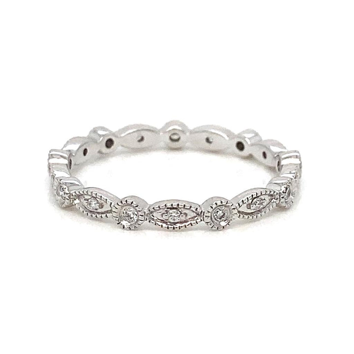 0.20 CTW Round Diamond 14K White Gold Milgrain Ring