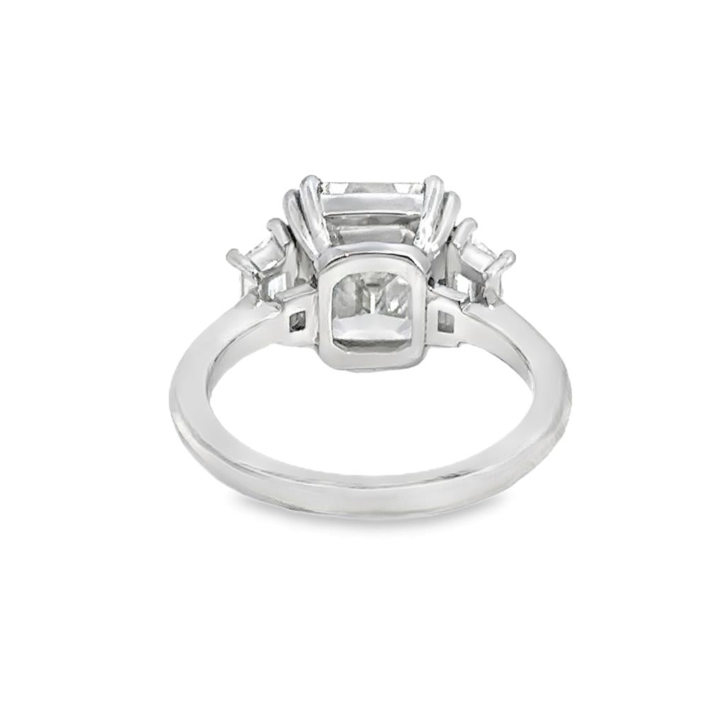 5.30 CT Emerald Cut Diamond Platinum Three-Stone Engagement Ring