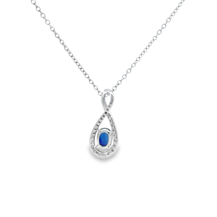 14K White Gold Sapphire & Diamond Pendant Necklace – 0.94 CT Sapphire | 0.29 CTW Diamonds
