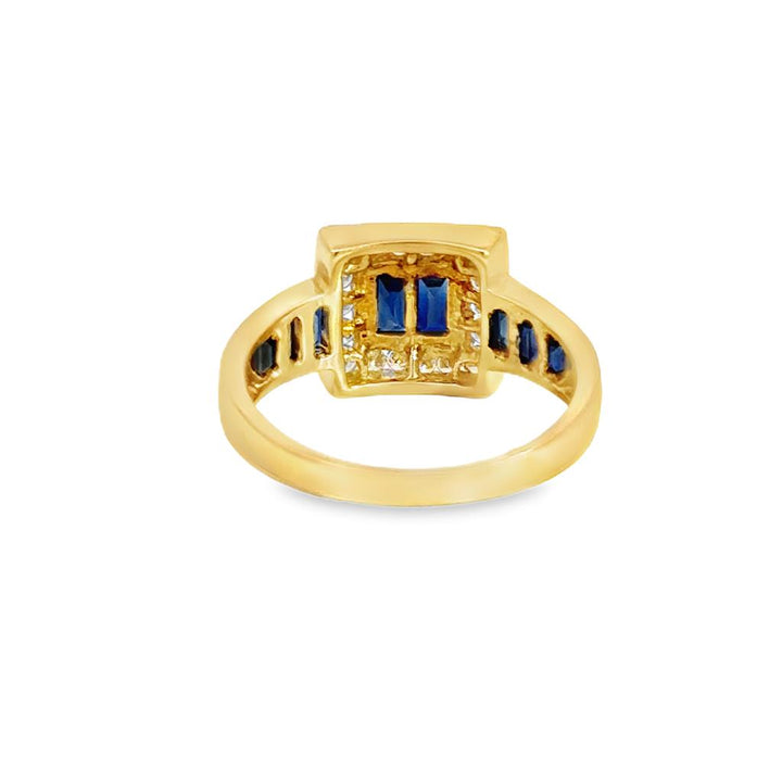 Sapphire and .25ctw Diamond Ring, 18K Yellow Gold