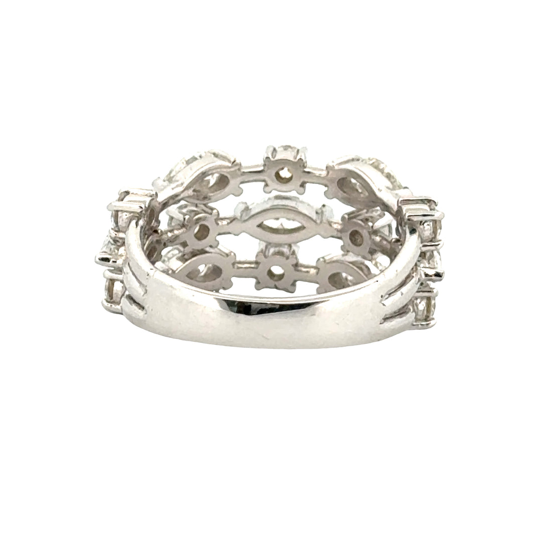 0.95 CTW Pear Diamond, 0.69 CTW Round Diamond, and 0.20 CTW Marquise Diamond 18K White Gold Ring
