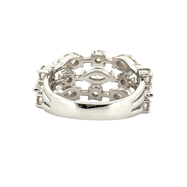 0.95 CTW Pear Diamond, 0.69 CTW Round Diamond, and 0.20 CTW Marquise Diamond 18K White Gold Ring