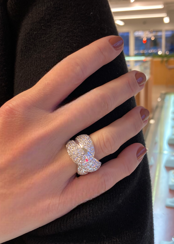Sal Praschnik 4.80 CTW Diamond 18K White Gold Cross Ring