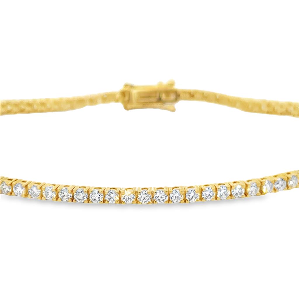 2.31 CTW Diamond 14K Yellow Gold Tennis Bracelet