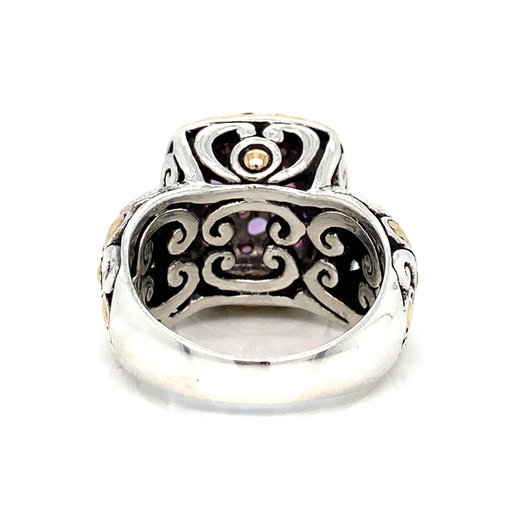 Amethyst and Tourmaline Two Tone Ring