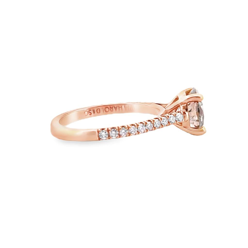 Classic Four Prong Micro Pavé Engagement Semi-Mount Solitaire Ring in 18K Gold