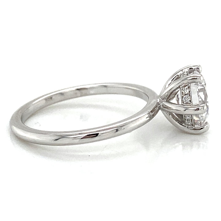 Hidden Halo Engagement Semi-Mount Diamond 18K White Gold Engagement Ring