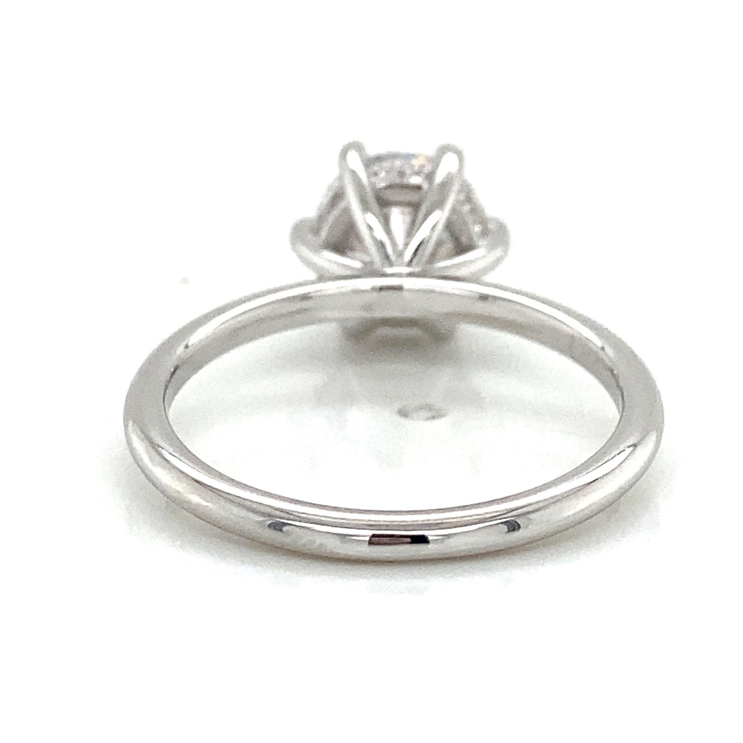 Hidden Halo Engagement Semi-Mount Diamond 18K White Gold Engagement Ring