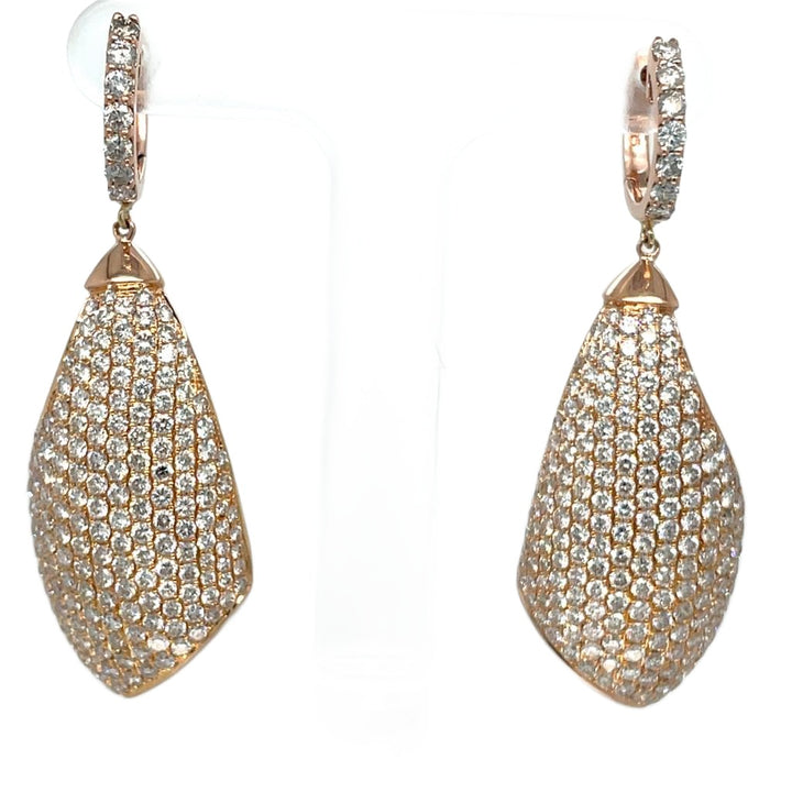 18K Rose Gold 5.61ct Diamond Pave Drop Earrings