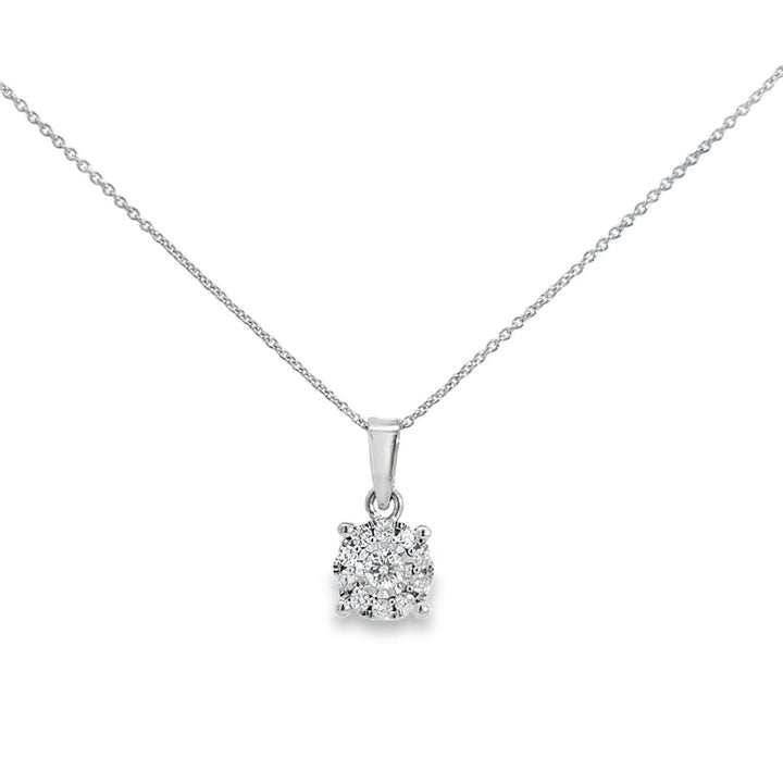 0.25 CTW Diamond Cluster Pendant Necklace in 14K White Gold