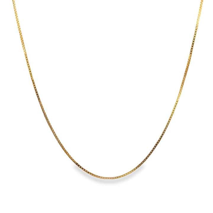 14K Yellow Gold Box Chain Necklace 1mm, 18" Long