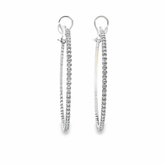 2.62 CTW Round Diamond Inside Out Hoops in 14K White Gold