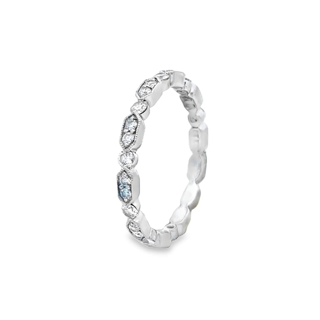 0.42 CTW Diamond Marquise & Round Motif Band – 18K White Gold