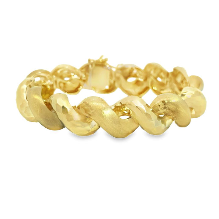 Sal Praschnik 14K Yellow Gold Multi-Texture Link Bracelet – 14.8mm