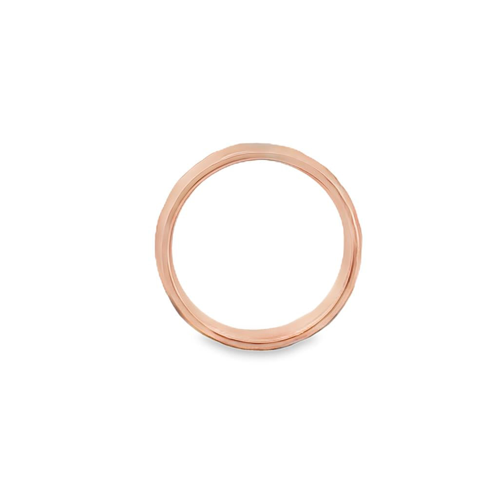 14K Rose Gold Hammered Band Ring – 6mm Wide, Size 7.25