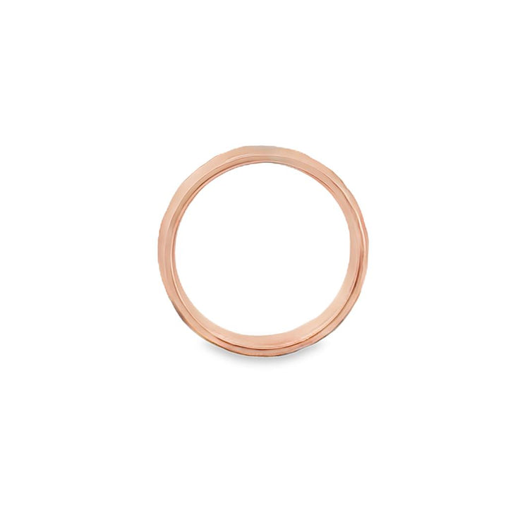 14K Rose Gold Hammered Band Ring – 6mm Wide, Size 7.25