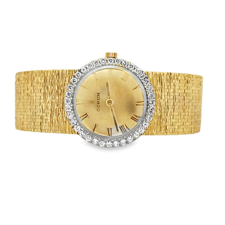 Corum Ladies 18K Yellow Gold Watch with 0.75 CTW Diamond Bezel – 24mm