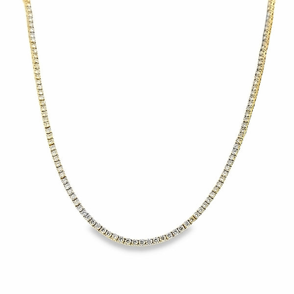 5.69 CTW Round Brilliant Diamond 14K Yellow Gold Tennis Necklace