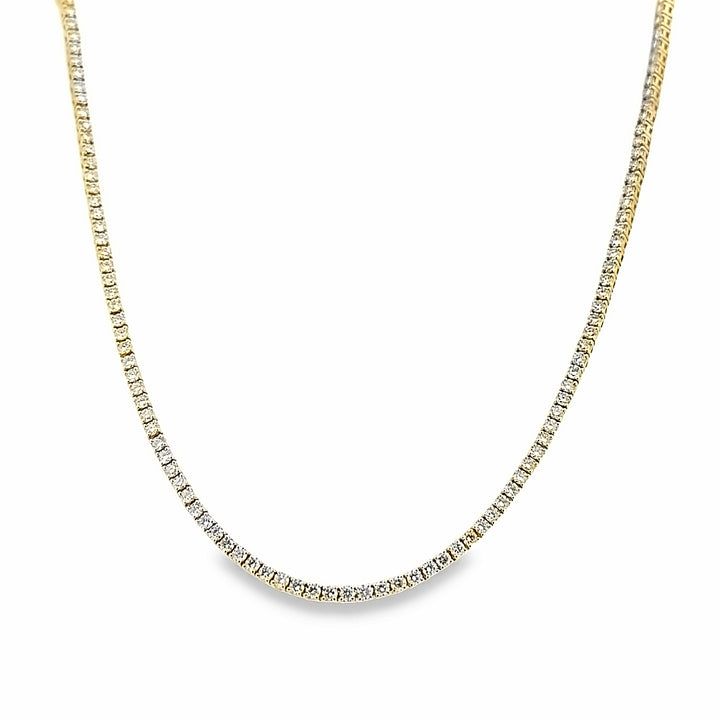5.69 CTW Round Brilliant Diamond 14K Yellow Gold Tennis Necklace