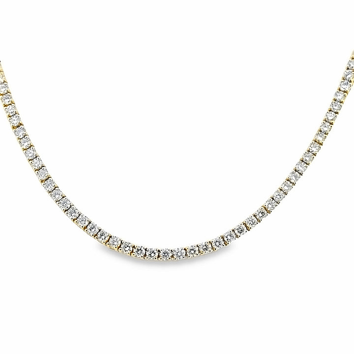 5.69 CTW Round Brilliant Diamond 14K Yellow Gold Tennis Necklace