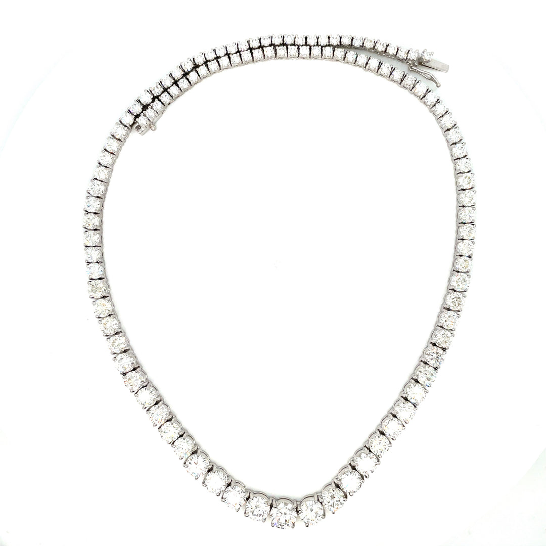 22.02 CTW Round Diamond Platinum Tennis Necklace