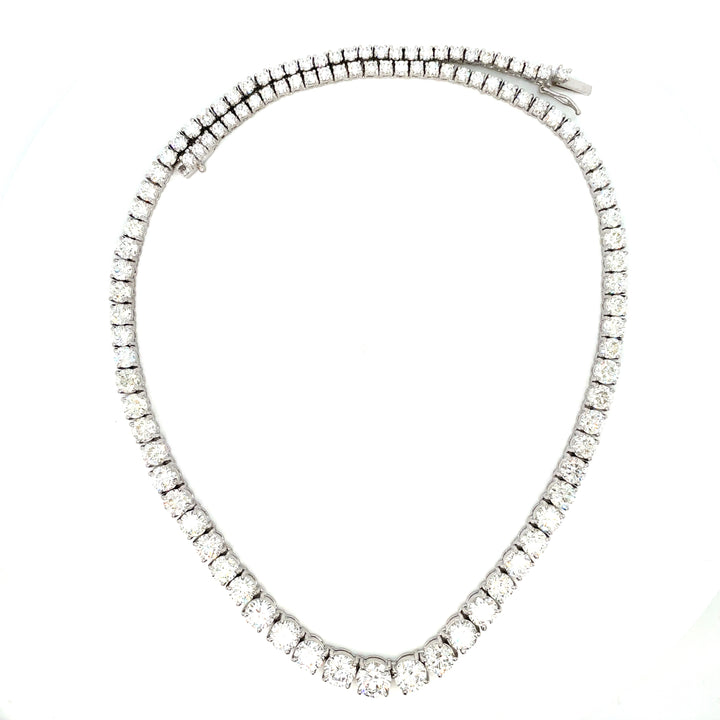 22.02 CTW Round Diamond Platinum Tennis Necklace