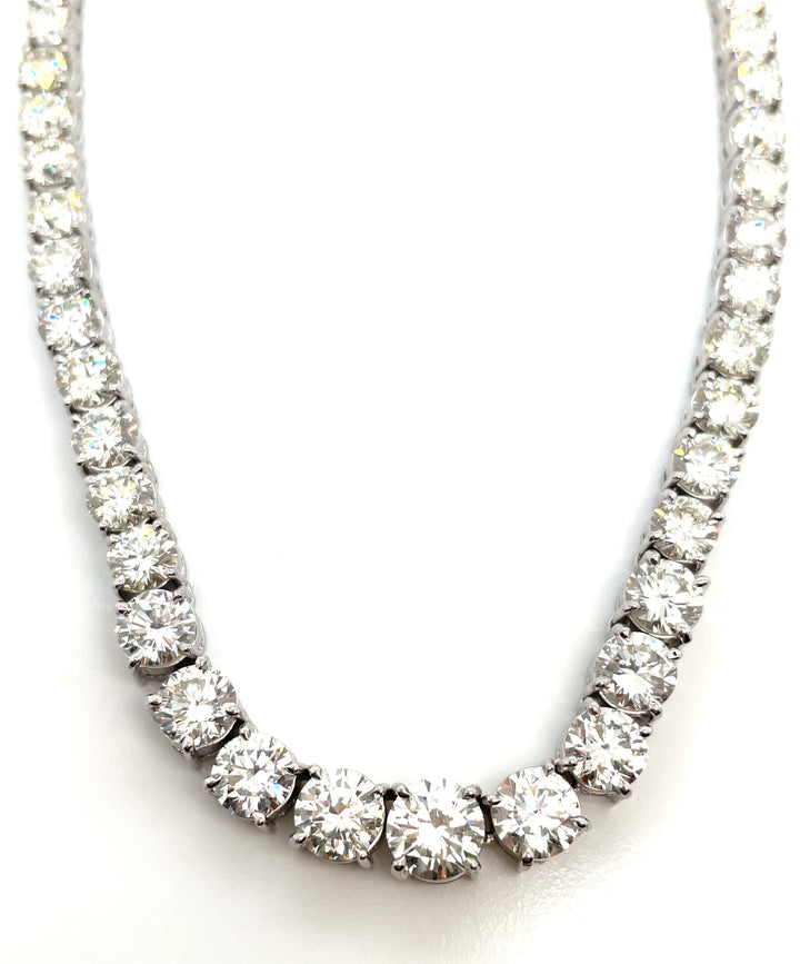 22.02 CTW Round Diamond Platinum Tennis Necklace