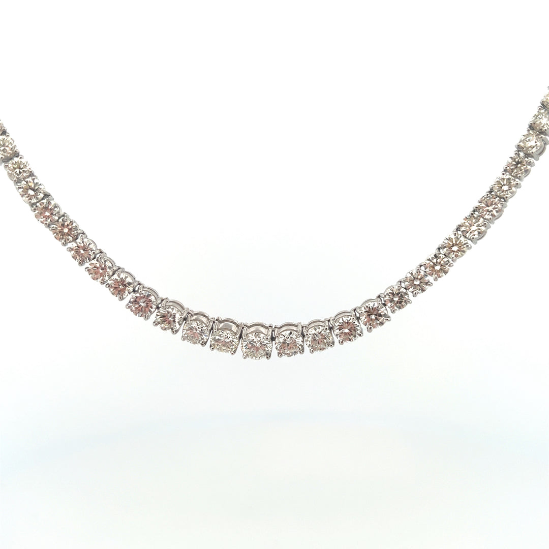 22.02 CTW Round Diamond Platinum Tennis Necklace