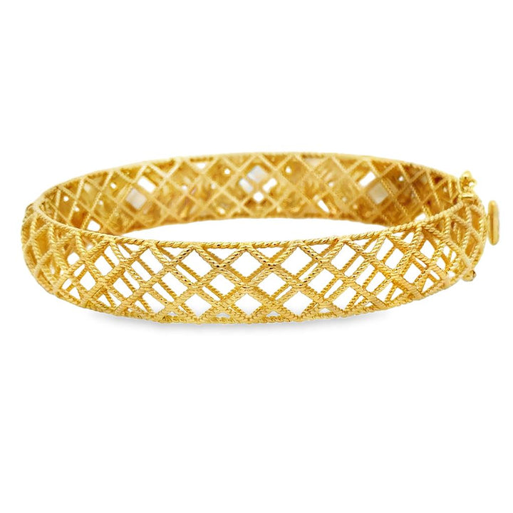 1.25 CTW Diamond Mother of Pearl 14K Yellow Gold Bangle Bracelet