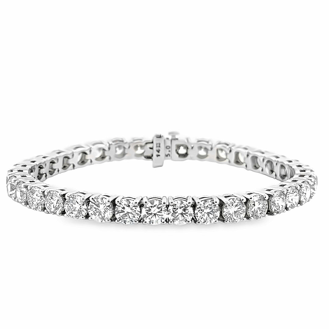17.87 CTW Round Brilliant Diamond 14K White Gold Tennis Bracelet