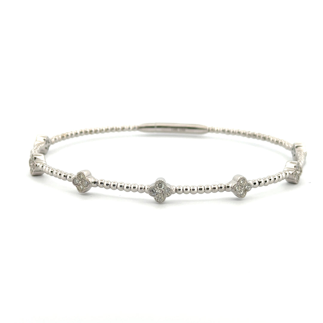 0.53 CTW Diamond 14K White Gold Flexible Bangle Bracelet