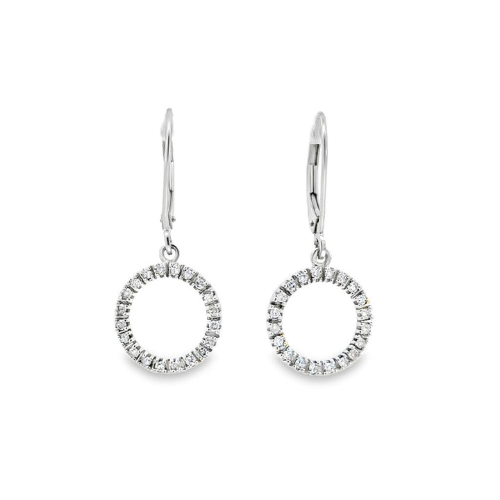 0.40 CTW Diamond Circle Drop Earrings 10K White Gold