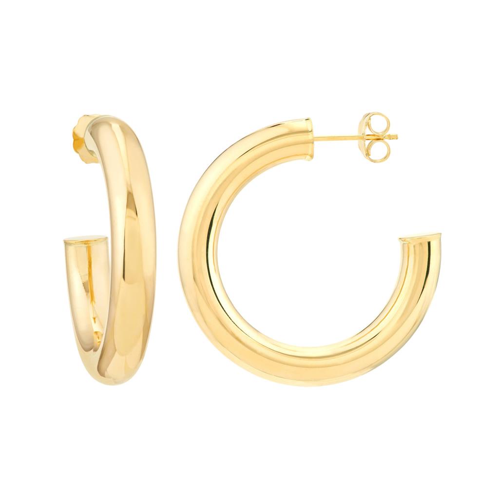 14K Yellow Gold Polished Hoop 30mm Earrings