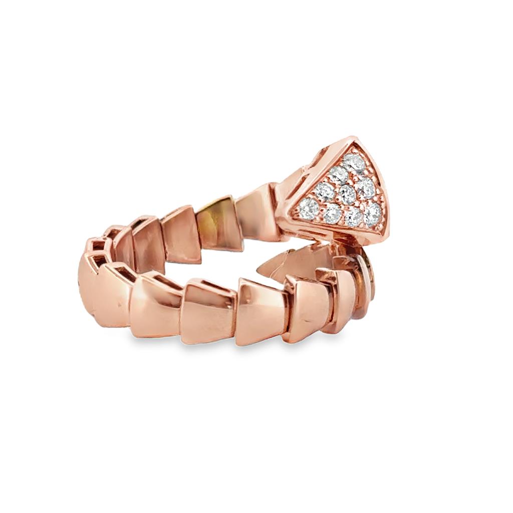 0.25 CTW Diamond Snake Motif Flexible Ring in 14K Rose Gold