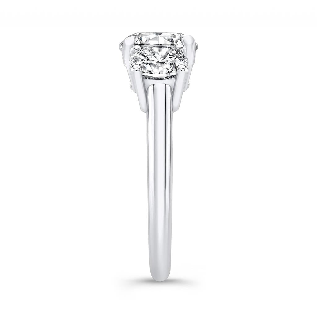 Three Stone Engagement Ring Mounting in 18K White Gold